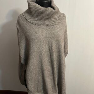 Sisters Brown Cowl Neck side button poncho, size XXL